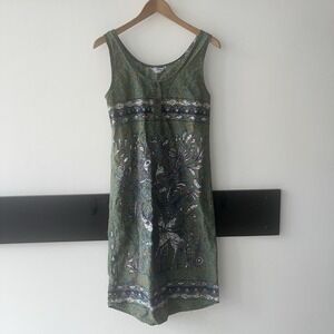 Vintage Batik Cotton Tank Dress. Size 34, Tribal Birds